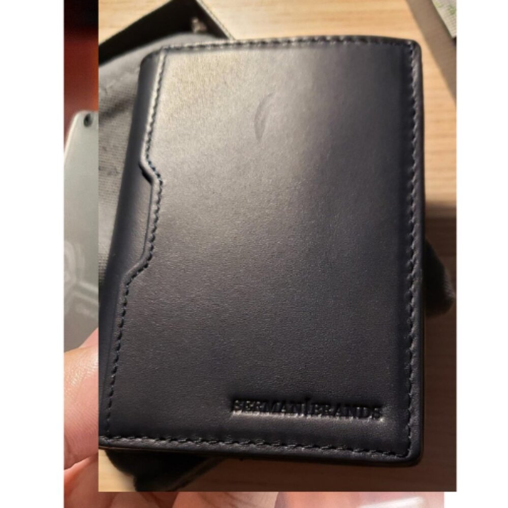 Men Blue Slim leather RFID Blocking Minimalist Card Front Pocket Wallets